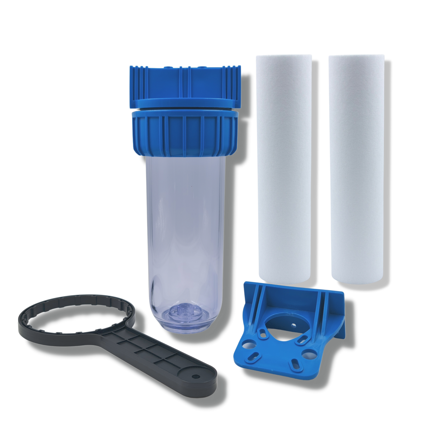 Vorfilter 10" Gehäuse mit Schlüssel und Halterung  - inkl. 2x Sedimentfilterpatrone 5 µm