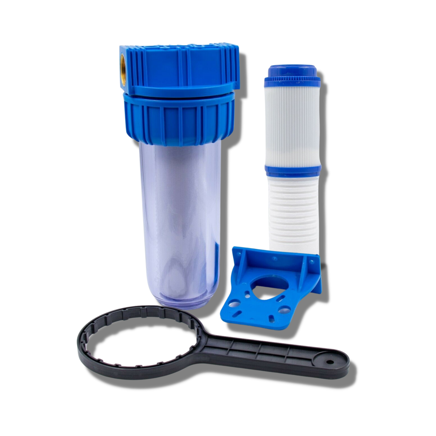 Vorfilter 10" Gehäuse mit Schlüssel und Halterung - inkl. 2-in-1 Sediment- und Aktivkohlefilterpatrone