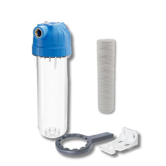 Vorfilter 10" Gehäuse mit Schlüssel und Halterung  - inkl. Wickelfilter Patrone